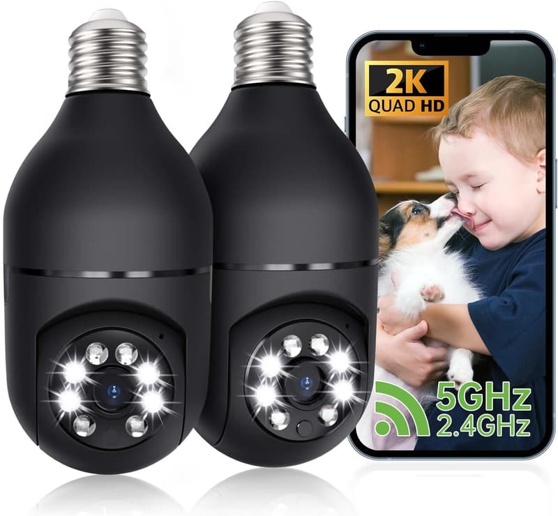 Wireless 2K Security Cameras with AI Detection - 2 Pack
