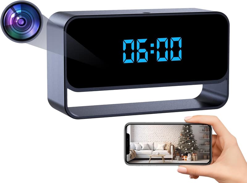 WiFi Hidden Camera Clock - FHD 1080P Nanny Cam with Night Vision