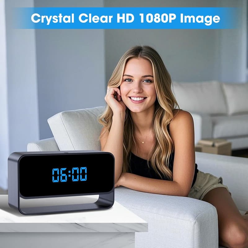 WiFi Hidden Camera Clock - FHD 1080P Nanny Cam with Night Vision