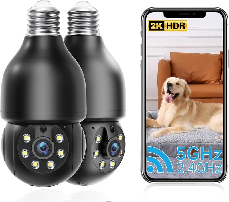 2K Wireless Bulb Security Camera with 360° Motion Detection