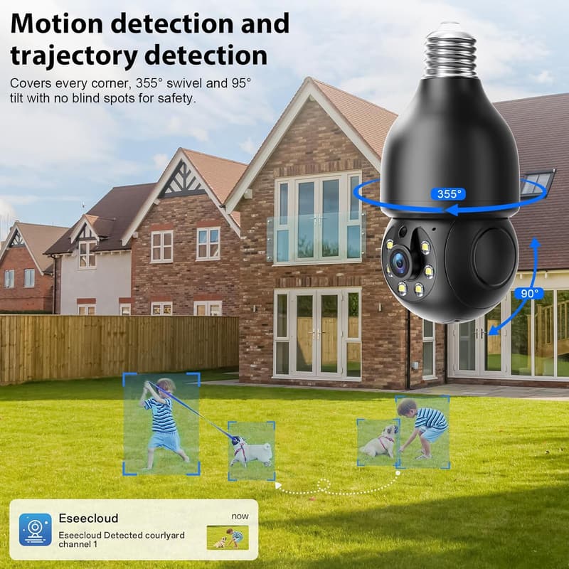 2K Wireless Bulb Security Camera with 360° Motion Detection