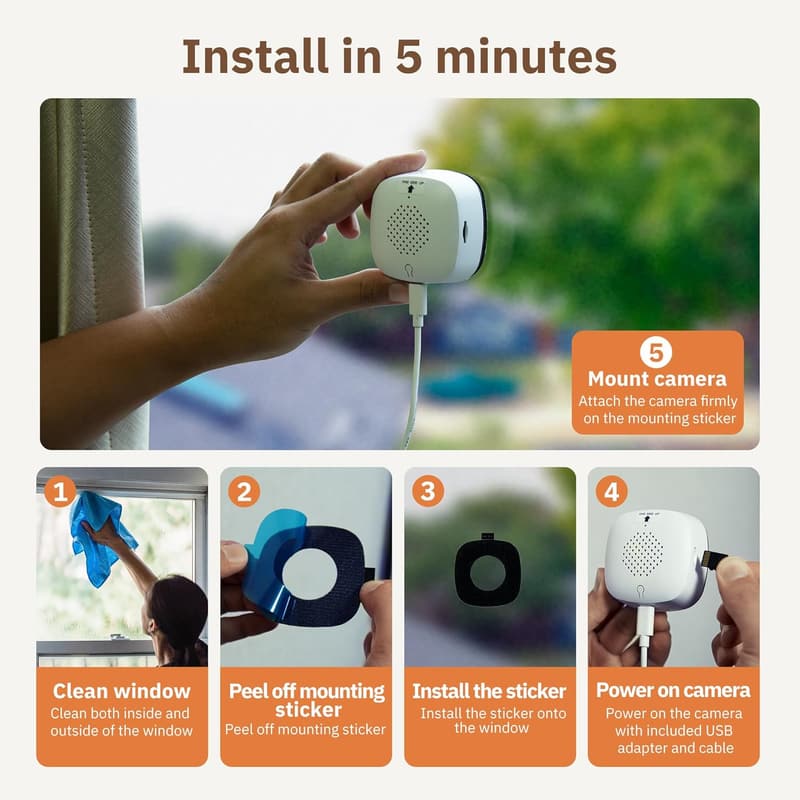 2K Indoor Security Camera with Night Vision & Motion Detection