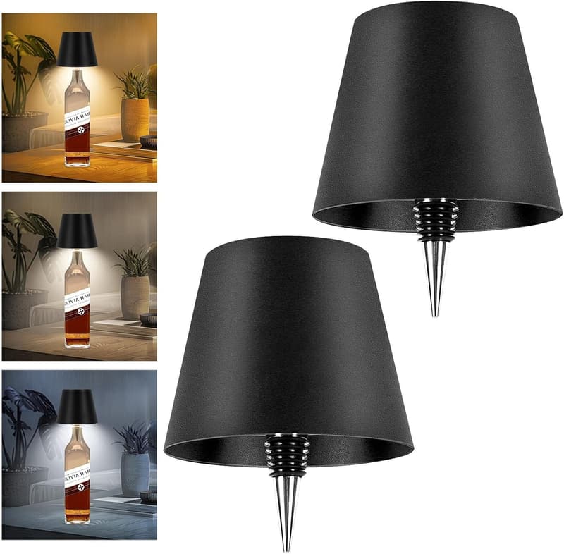 Rechargeable Wine Bottle Lamps Set - Touch Dimming for Home Decor