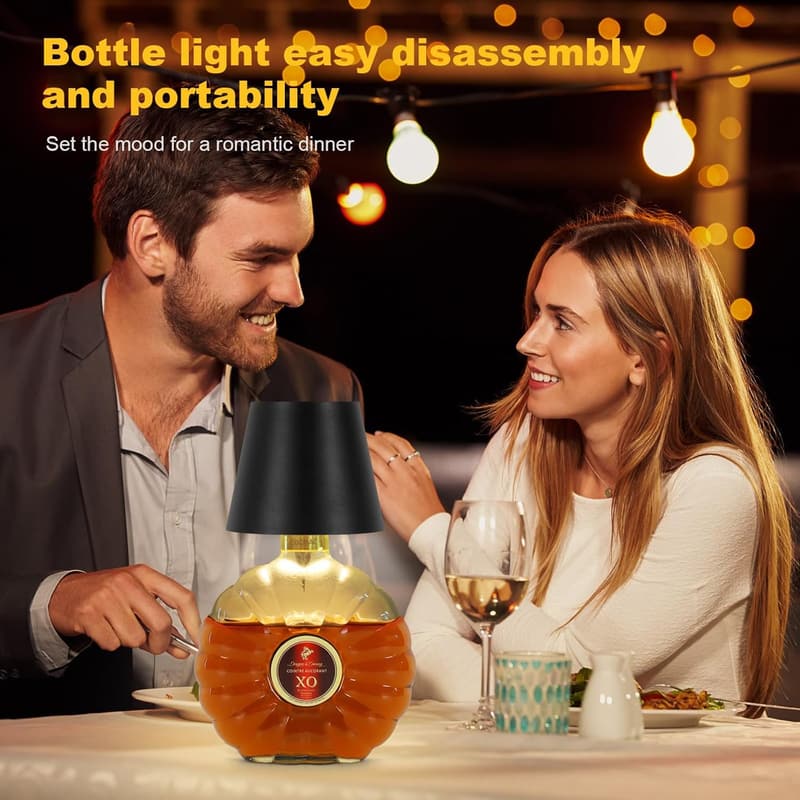 Rechargeable Wine Bottle Lamps Set - Touch Dimming for Home Decor