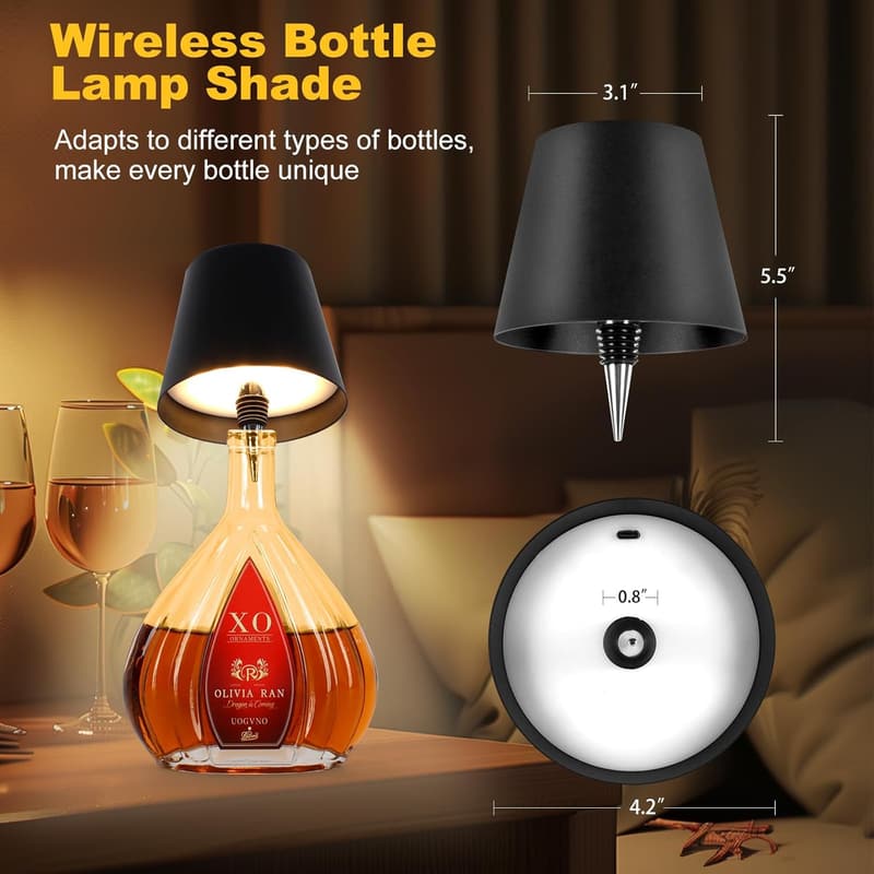 Rechargeable Wine Bottle Lamps Set - Touch Dimming for Home Decor