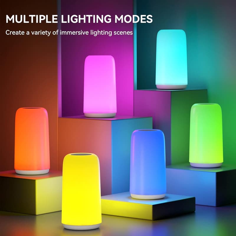 3-Way Dimmable RGB LED Bedside Table Lamp for Bedroom