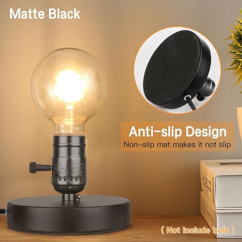 Mini Edison Table Lamp Base - Matte Black, 5.75' Cord