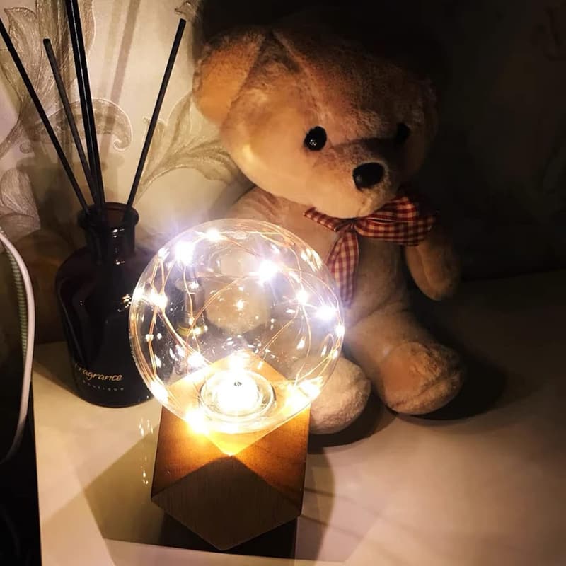 Dimmable Wood Table Lamp with Edison Bulb | Industrial Style