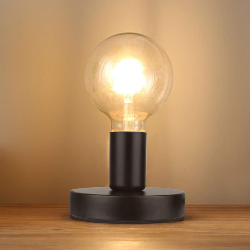 Black Mini Industrial Table Lamp Base with 5.8ft Cord