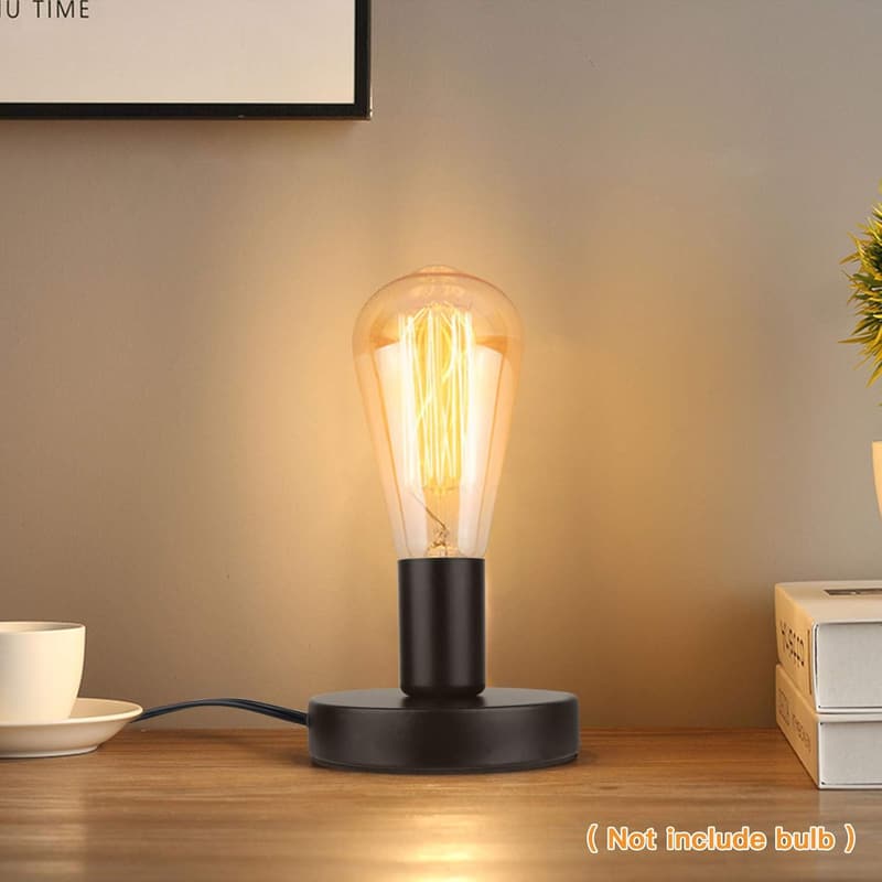 Black Mini Industrial Table Lamp Base with 5.8ft Cord