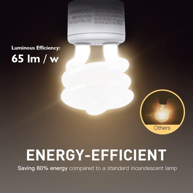 GU24 Compact Fluorescent Bulbs, 13W Warm White, Energy Efficient, 2-Pack