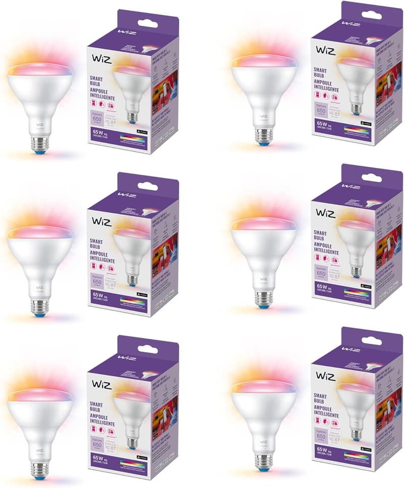 WiZ 65W Smart LED Bulb Pack of 6 - Voice/App Control, Wi-Fi Enabled