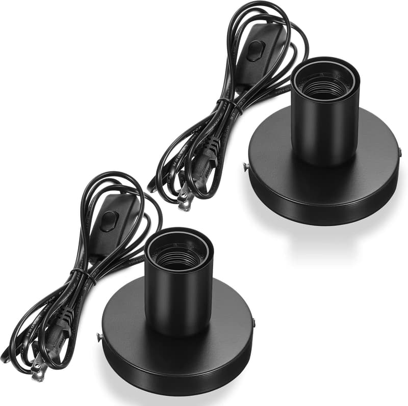Black Metal Desktop Lamp Base with 6ft Cord & On/Off Switch
