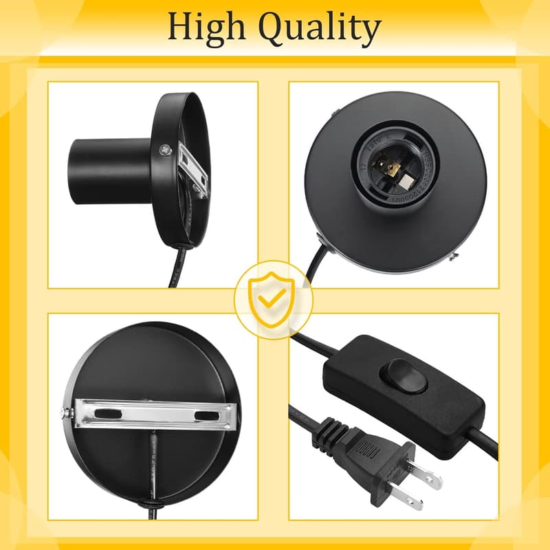 Black Metal Desktop Lamp Base with 6ft Cord & On/Off Switch
