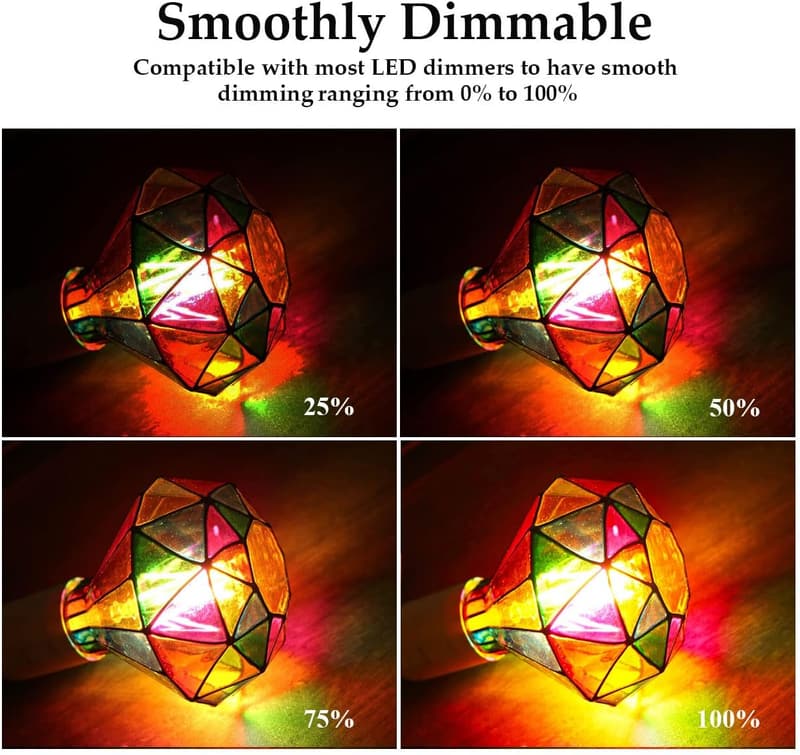 Dimmable Diamond Shape Stained Glass LED Bulb, 6W