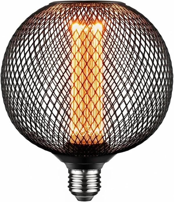 Vintage Edison LED Light Bulb with Black Metal Cage - Dimmable 3.5W