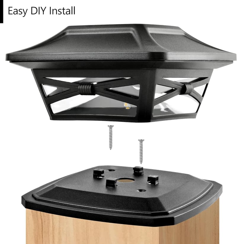 Solar Outdoor Post Cap Light - Bright LED for 4x4, 5x5, 6x6 Posts