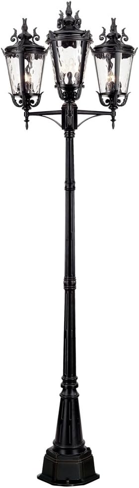 Outdoor 3-Light Post Lantern Fixture with Textured Black Finish