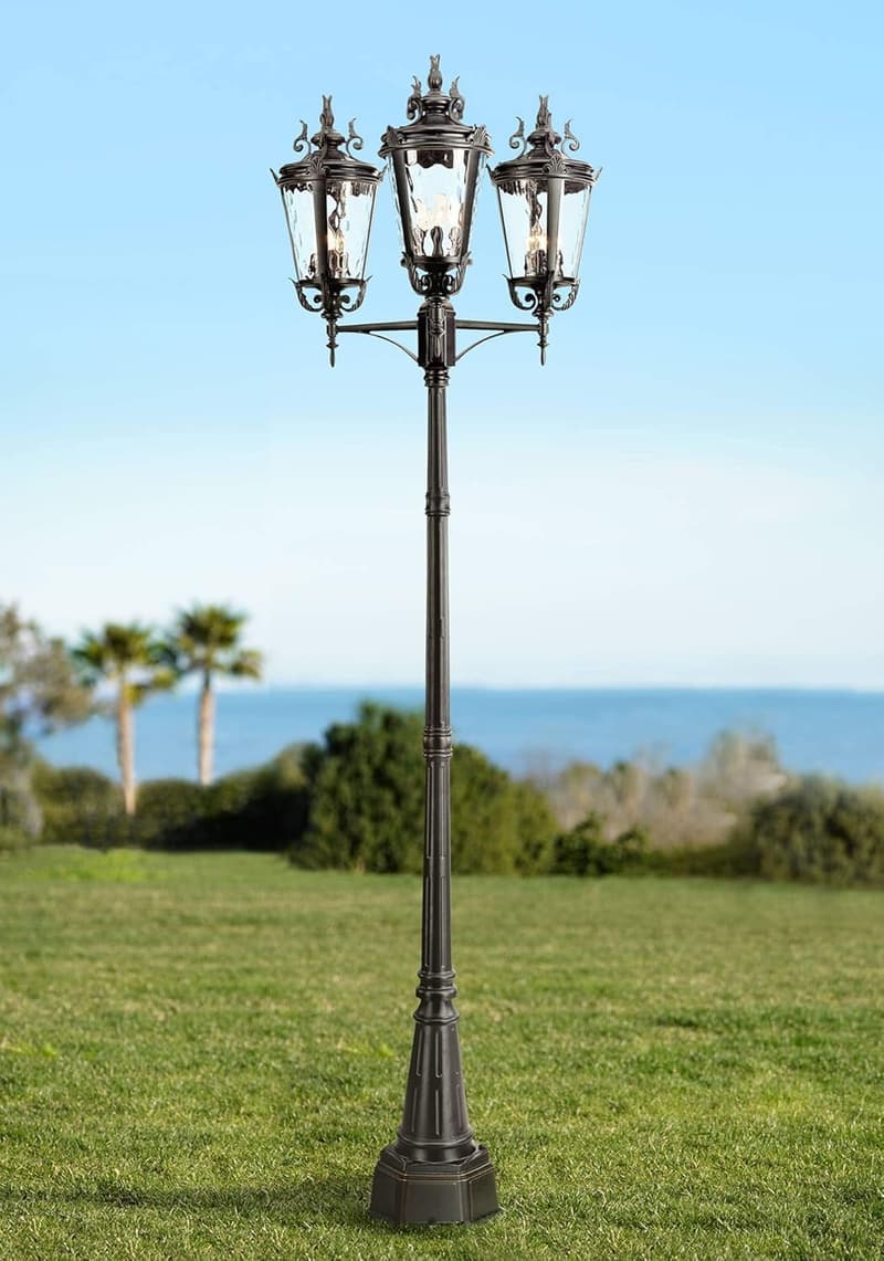 Outdoor 3-Light Post Lantern Fixture with Textured Black Finish
