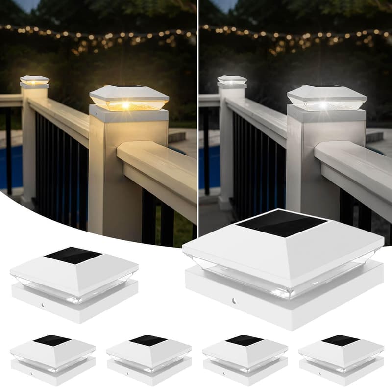 Solar Post Cap Lights 6-Pack - Waterproof for Decks & Fences