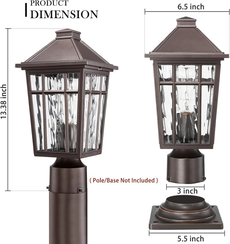 Waterproof Aluminum Outdoor Post Light Fixture for Garden Pathway
