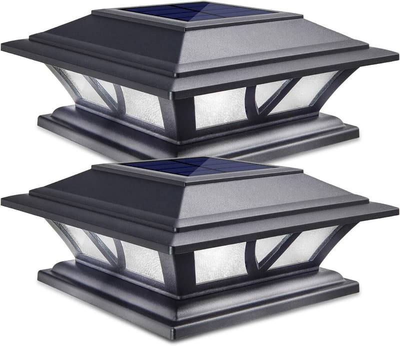 Solar Post Lights for 4x4-6x6 Posts - Outdoor LED Deck Lights (2 Pack)