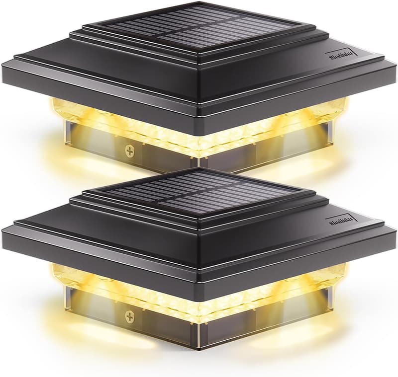 Outdoor Solar Post Lights - Waterproof LED Cap Lights (2 Pack)