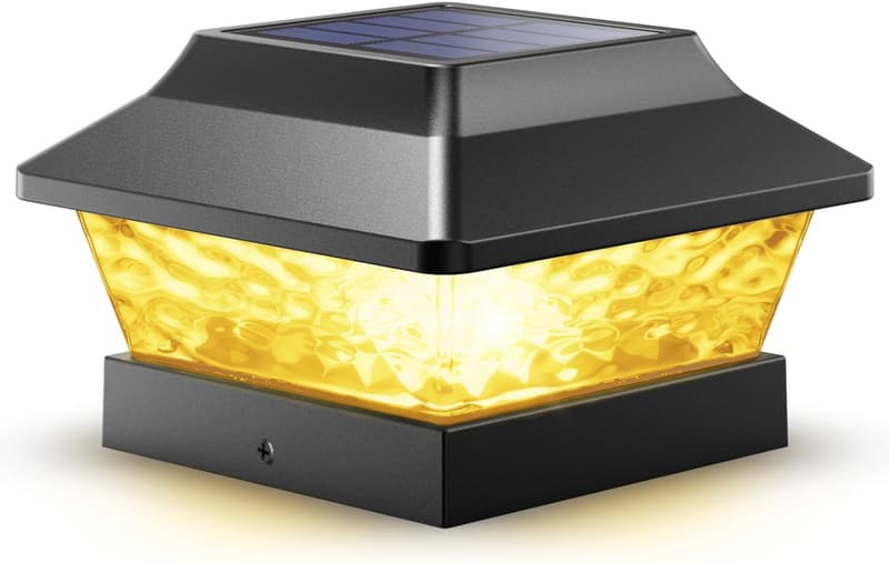 4x4 Solar Post Cap Light - Waterproof, 2 Modes, Black