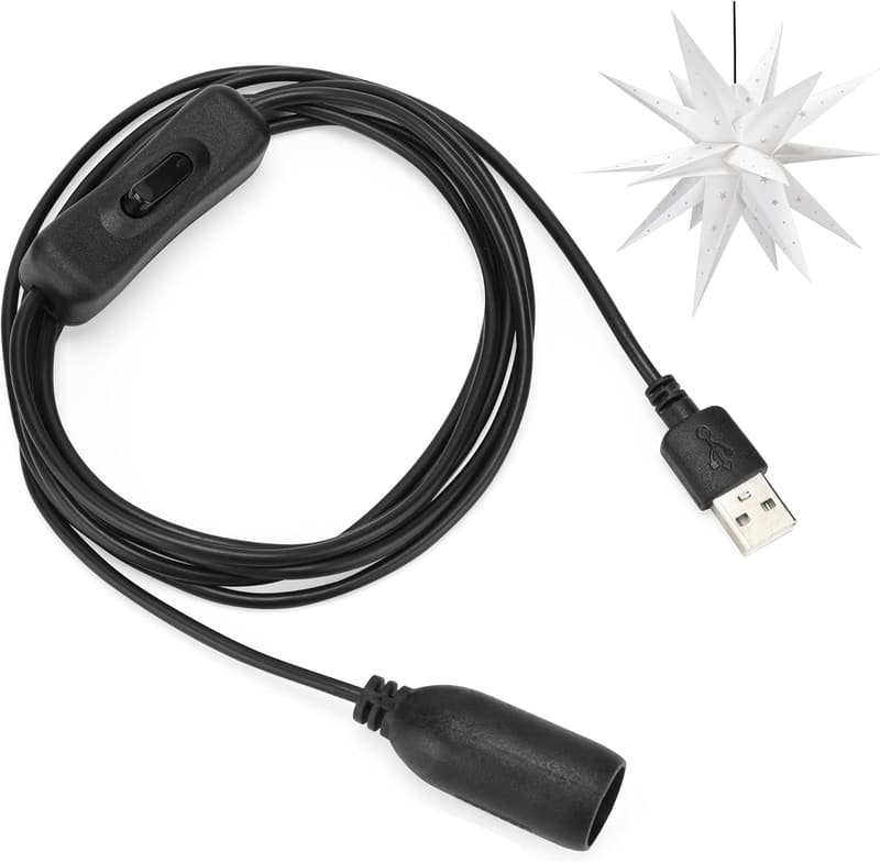 5V USB E14 Socket with 2 LED Bulbs for Christmas Decor