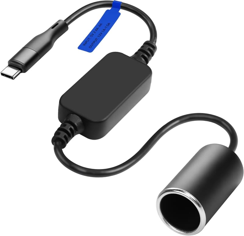 12V USB C Male to Cigarette Lighter Adapter Power Cable