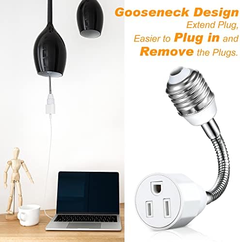 E26/E27 3-Prong Goose Neck Light Bulb Adapter - Adjustable Converter