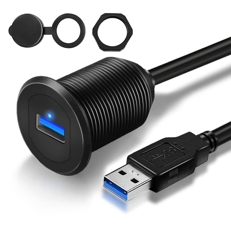 USB 3.0 Car Mount Cable with LED Indicator, 3ft Extension