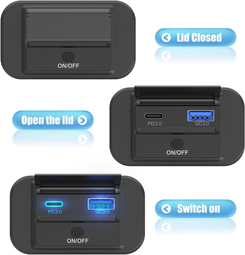 30W PD USB C Outlet for Car & Marine with QC 3.0 Ports