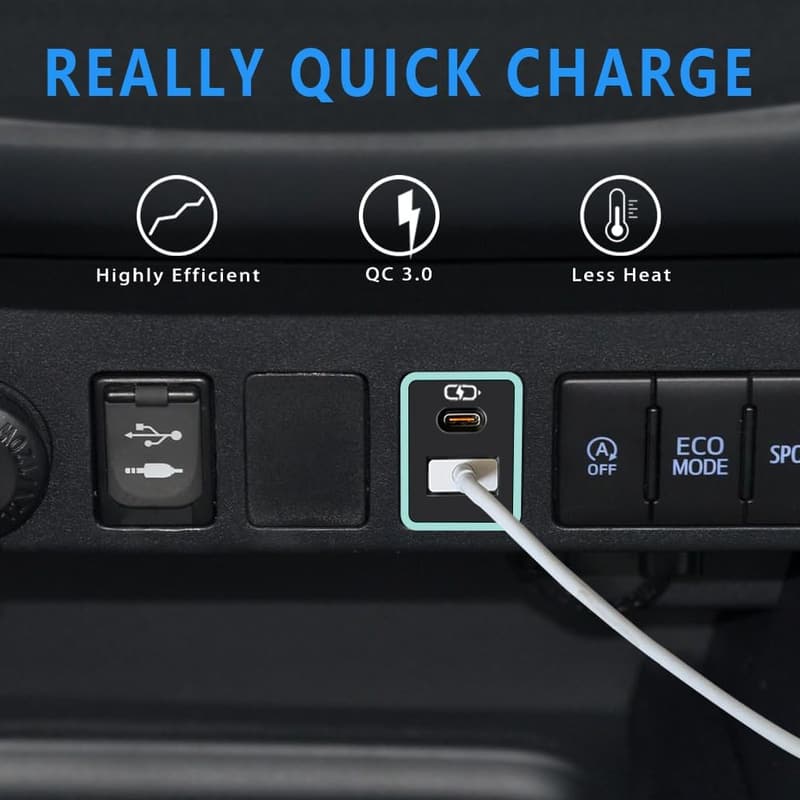 Toyota Fast Charge PD QC3.0 USB Car Charger with LED Light