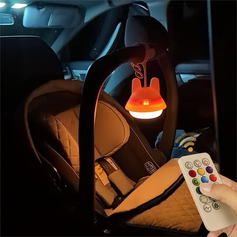 Baby Car Seat Night Light - Rechargeable, 9 Colors, Soft & BPA-Free