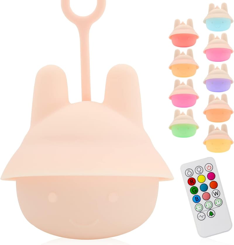 Baby Car Seat Night Light - Rechargeable, 9 Colors, Soft & BPA-Free