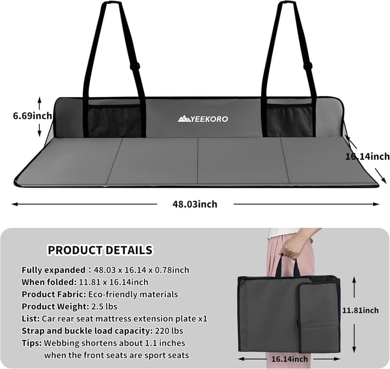 Foldable Car Back Seat Extender Mattress for Travel and Camping