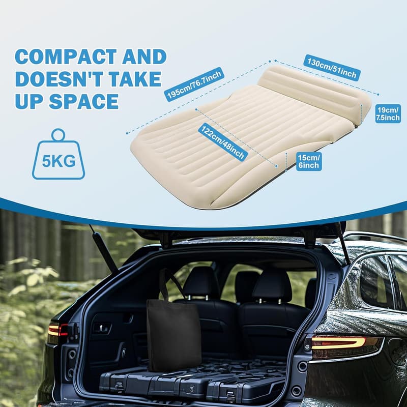 Inflatable Car Bed with Pump & Complete Sleeping Accessories