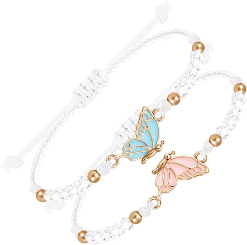 Matching Butterfly Friendship Bracelets for Women - Handmade