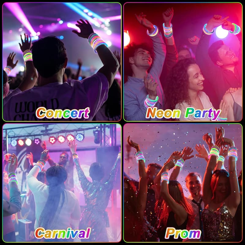 Glow in the Dark Bracelets - 90 Pack Party Supplies for All Ages