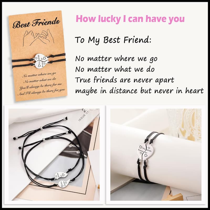 Best Friend Heart Matching Bracelets Set for Women