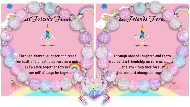 Matching Friendship Bracelets with Magnetic Charm for 2 Girls