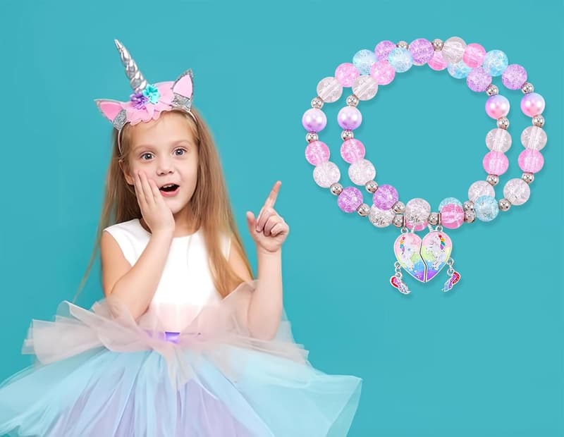 Matching Friendship Bracelets with Magnetic Charm for 2 Girls