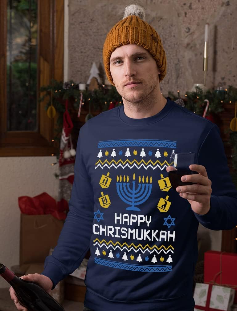 Hanukkah Ugly Sweater for Men - Happy Chrismukkah Design