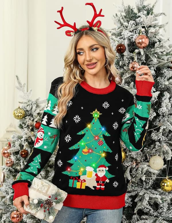 2024 Women's LED Light-Up Christmas Tree Sweater