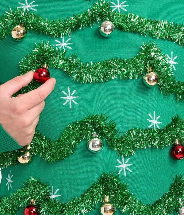 Funny Men's Ugly Christmas Sweater - Tacky Embellished Design