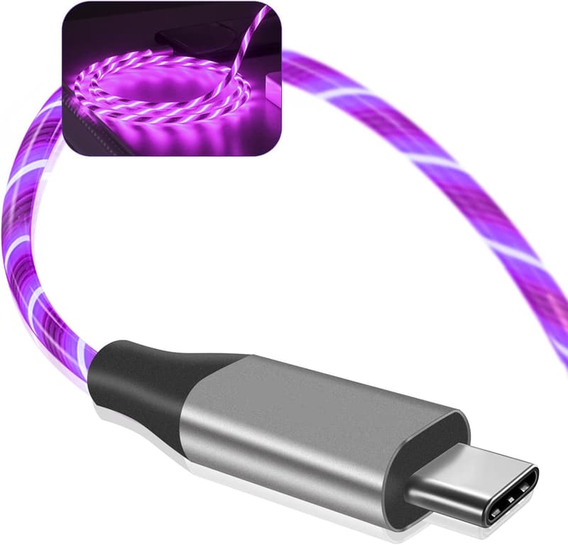 6 ft LED Light Up Fast Charger USB C Cable - Compatible with iPhone & Samsung