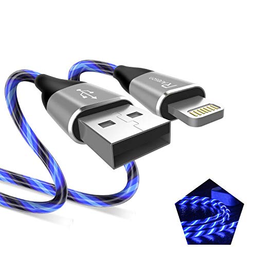 Apple MFi Certified 6ft LED iPhone Charger Cord (Blue)