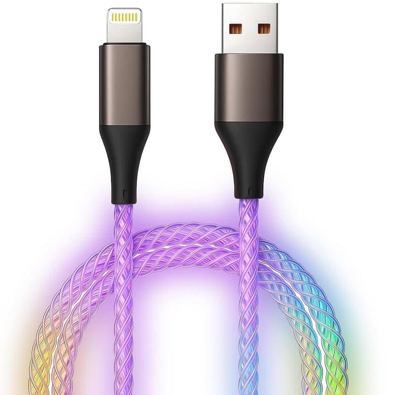 MFi Certified 3FT Colorful LED iPhone Charger Cable