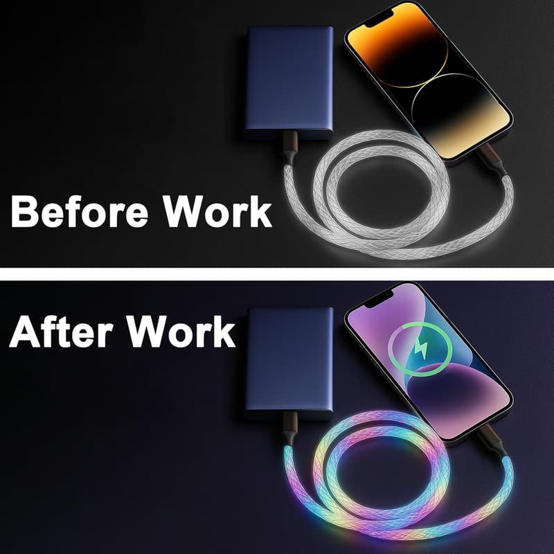 MFi Certified 3FT Colorful LED iPhone Charger Cable